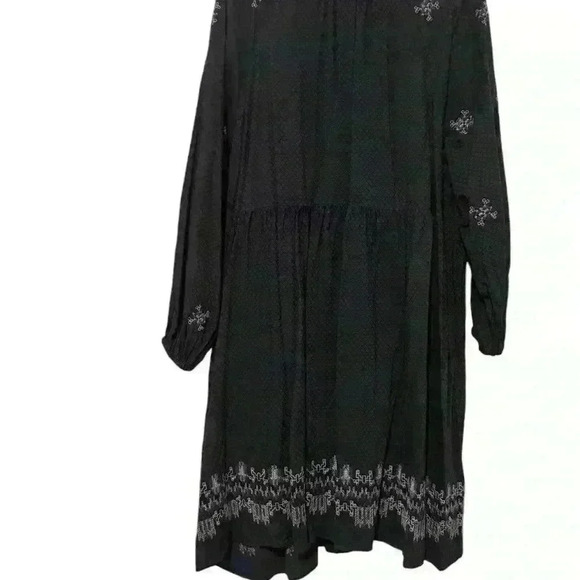Knox Rose Embroidered Boho Peasant Dress Size 1X – Navy, Long Sleeve, Tie Front - Picture 3 of 4